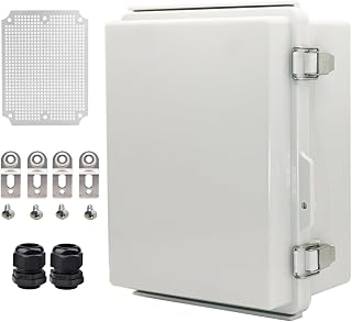 YETLEBOX IP67 Waterproof Outdoor Junction Box - ABS Electrical Enclosure w/ Mounting Plate, Wall Brackets, 8.6x6.6x4.3in Grey