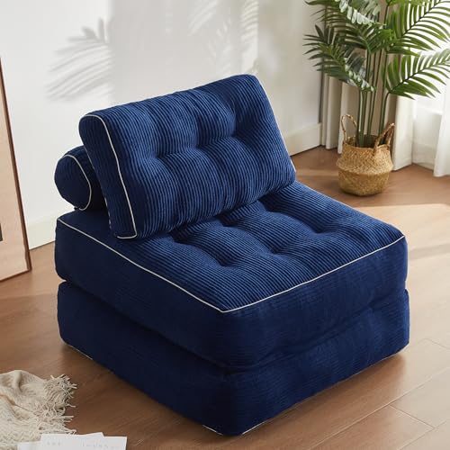 Litbird Divano Letto 4 in 1 Pieghevole – Pouf Singolo Salvaspazio, Sofa per Ospiti, 1 Posto per Cameretta e Soggiorno (Blu navy, 89.9 cm)