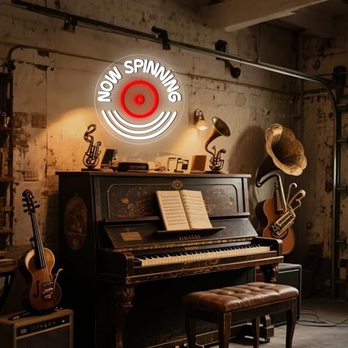 Image of Now Spinning Neon Sign for Wall Decor Music Neon Light for Man Cave