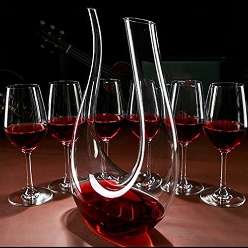 Wine Decanter,Smaier 1.5L U Shape Classic Wine Aerator, Red Wine Carafe, Wine Gifts, Wine Accessories,100% Lead-free Crystal Glass(?1500ml?