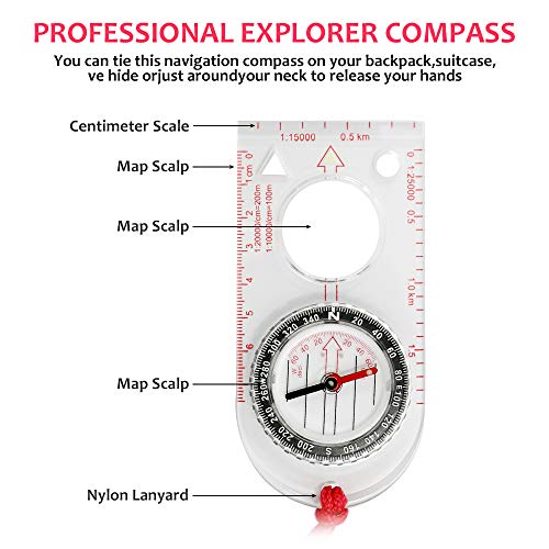 Bússola de navegação TOPmontain, bússola orientadora para meninos escoteiro, bússola de caminhada co