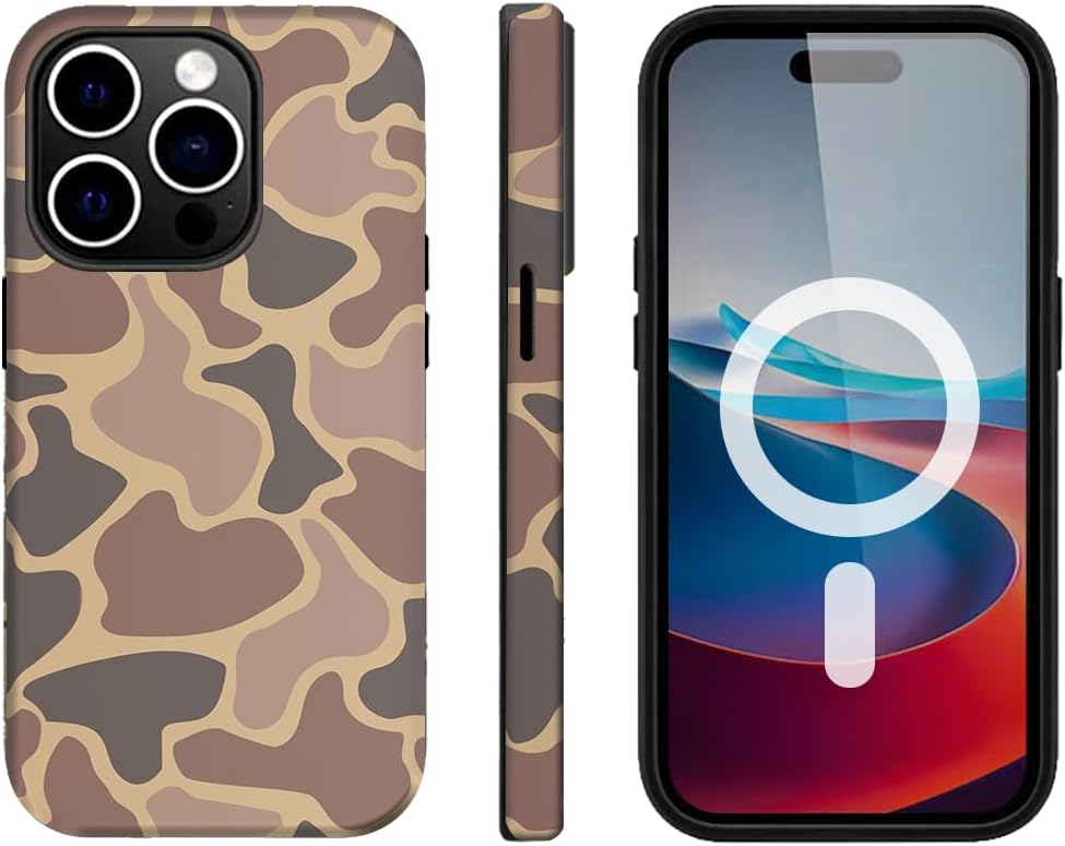 TMSHUNFSS Case for iPhone 16 Pro Max, Compatible with Magsafe, Camo Phone Case, Scratch-Resistant, Shockproof, Wireless Charging Compatible
