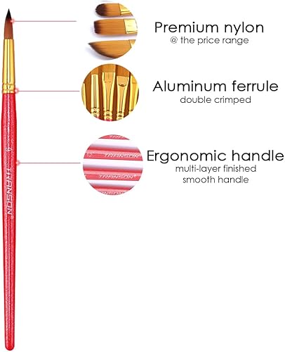 Miniatura 3 de Transon Juego de 12 pinceles para acuarela acrílica, gouache, óleo, pintura artesanal, color rosa