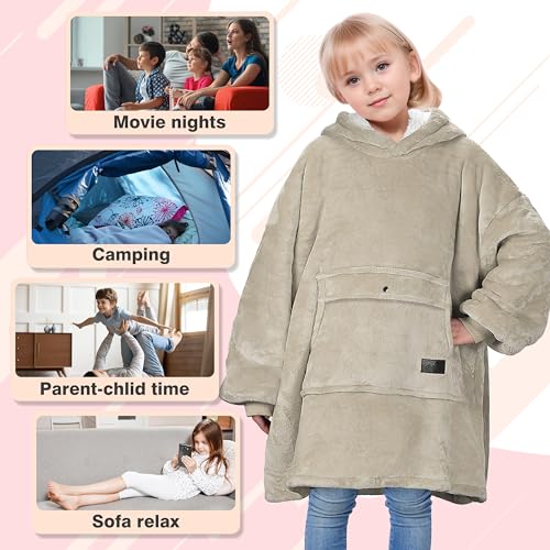 image for Catalonia Blanket Hoodie for Kids, Oversized Wearable Sherpa Sweatshir