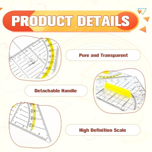 4 Stück Geodreieck Klein, Transparent Geodreieck mit Griff Geometrie Dreieck Lineal Flexibel Plastik Geometriedreieck 15.7cm Multifunktional Zeichendreieck Geeignet für Schule Zeichnen Modellieren