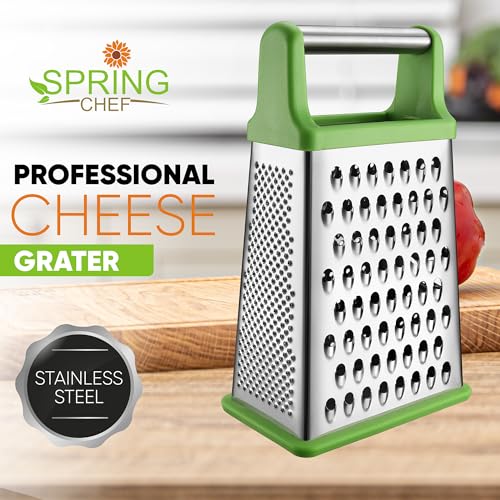 Image of Spring Chef Stainless Steel XL Cheese Grater for Kitchen, Green