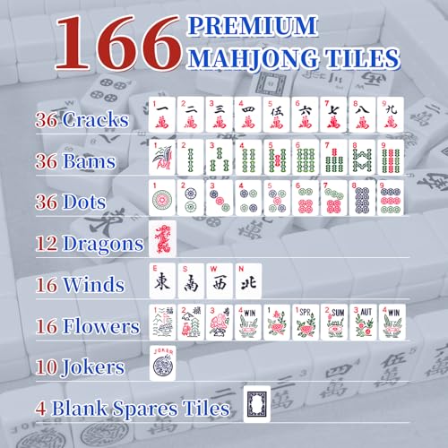 American Mahjong Set - 166 fichas premium melamina grabadas miniatura 3