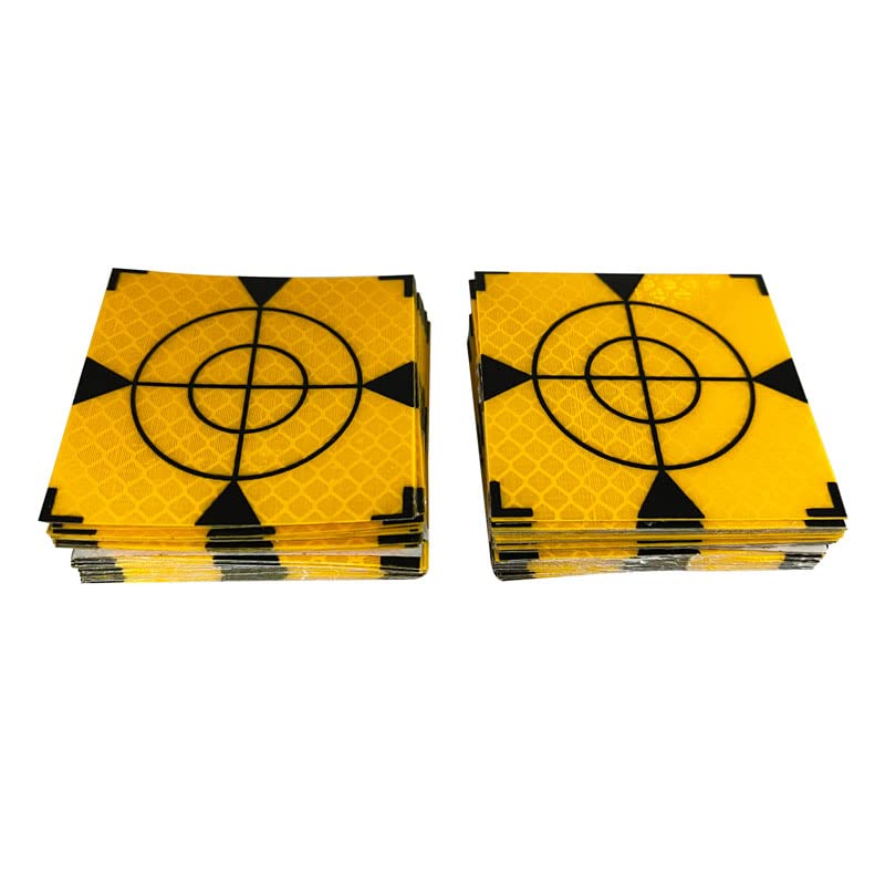 Genérico 100 Uds., 60x60mm, tamaño 20x20, 30x30, 40x40, 50x50 Mm, lámina reflectora para estación Total de topografía, Pegatina Reflectante Amarilla + Triangular (Color : 100PCS 50X50MM)