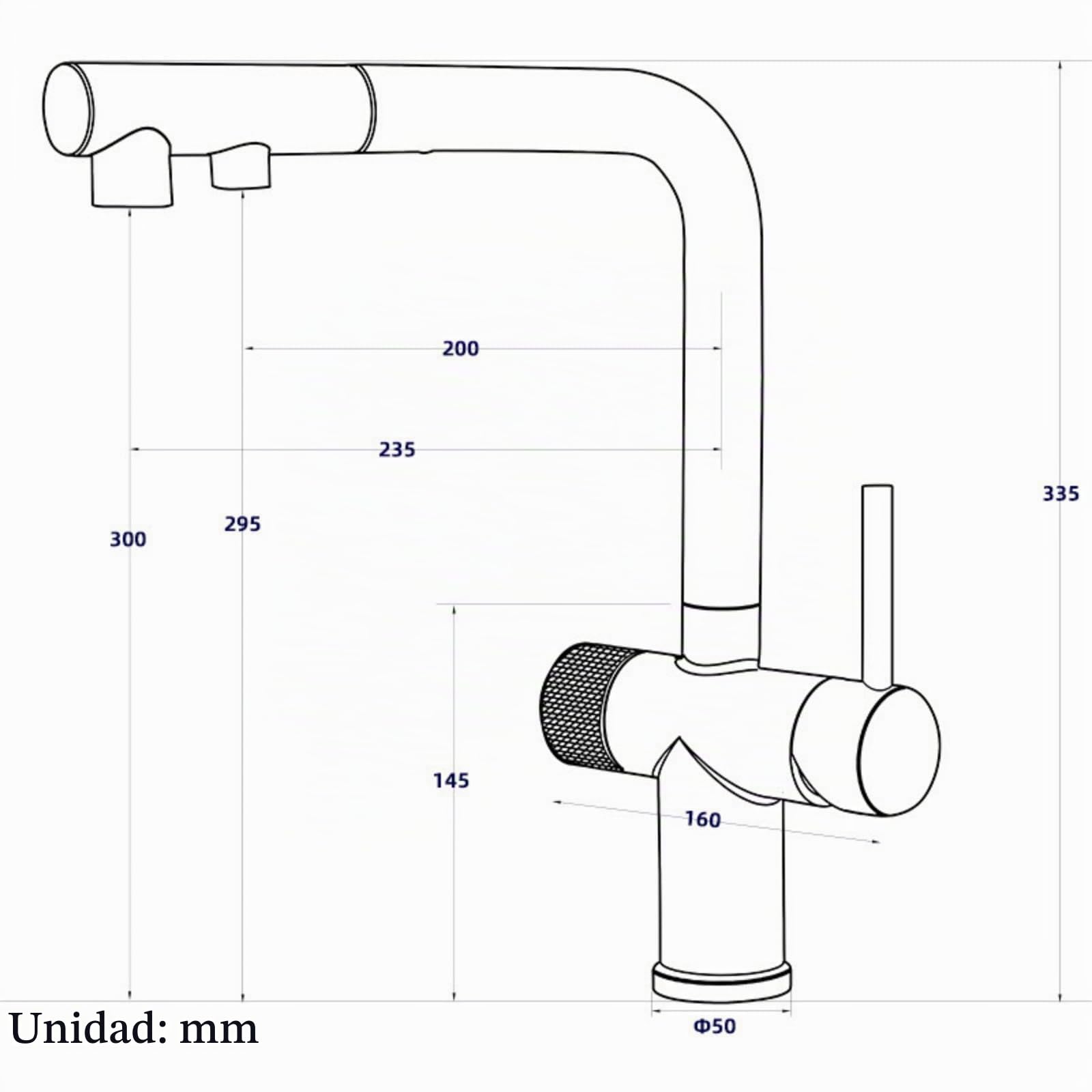 Grifo Osmosis Extraible Grifo Cocina Acero Inoxidable con 2 Salidas Grifo de Cocina Fregadero con Osmosis Mezclador Agua Fría y Caliente
