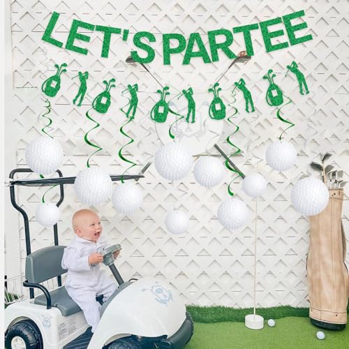 Image of Gameza Golf Party Decorations - 14PCS Let's Partee Golf Theme Decorations Golf Banners Mini Golf Hanging Swirls Party Decorations Golf Birthday Party Decorations for Men Bachelor Party Decorations