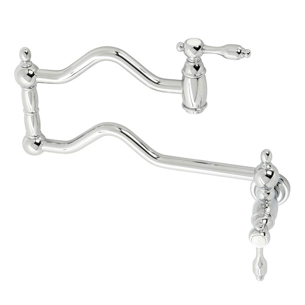 Robinet de cuisine mural pot filler chrome poli Tudor pour remplir les marmites