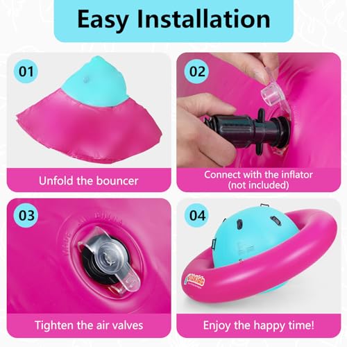 OLAKIDS 8FT Inflatable Dome Rocker Bouncer, Outdoor Kids Giant Roll and Play Seesaw Rocker with 6 Secure Handles, Max Weight 250 LBS, Toddlers Climbing Toy Backyard Play Center Equipment - Thumbnail 5