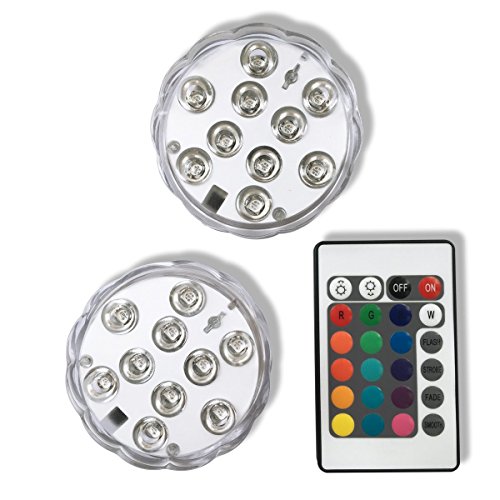 Qicai H LED Submersible Lights RGB Multicolor Battery Operated with Remote Waterproof Mini Light for Aquarium, Vase, Halloween, Wedding, Xmas Party (Submersible lights5)