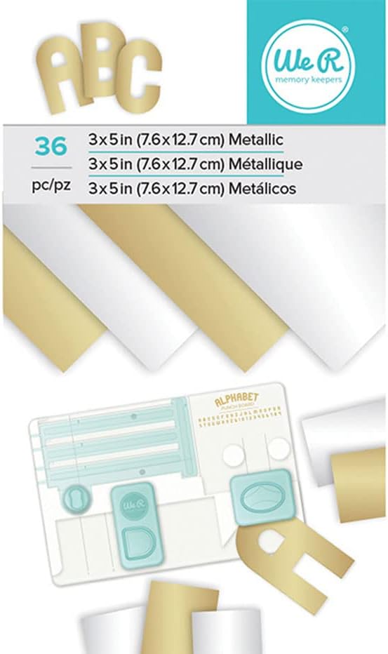 American Crafts We R Memory Keepers Paper Pad Metallic Gold and Silver Foil 36 Sheets, 3 x 5