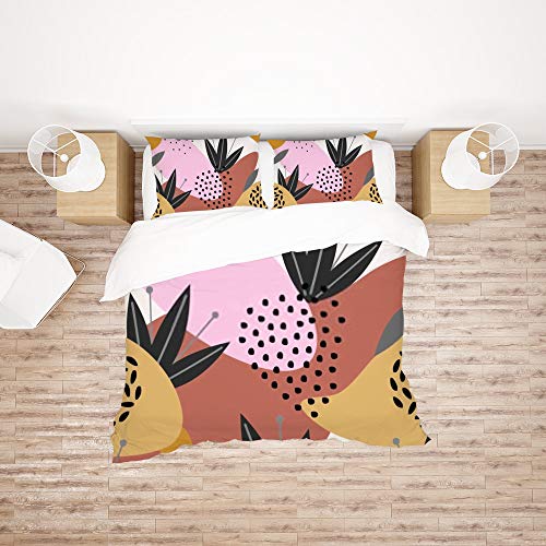 Housse de couette fleurs abstraites pastel en tissu 100 % polyester King