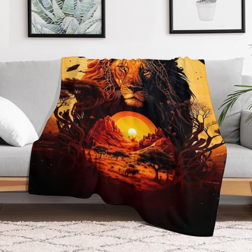 Couverture de canapé lion en flannel 100x130cm jeté de lit pour garçon