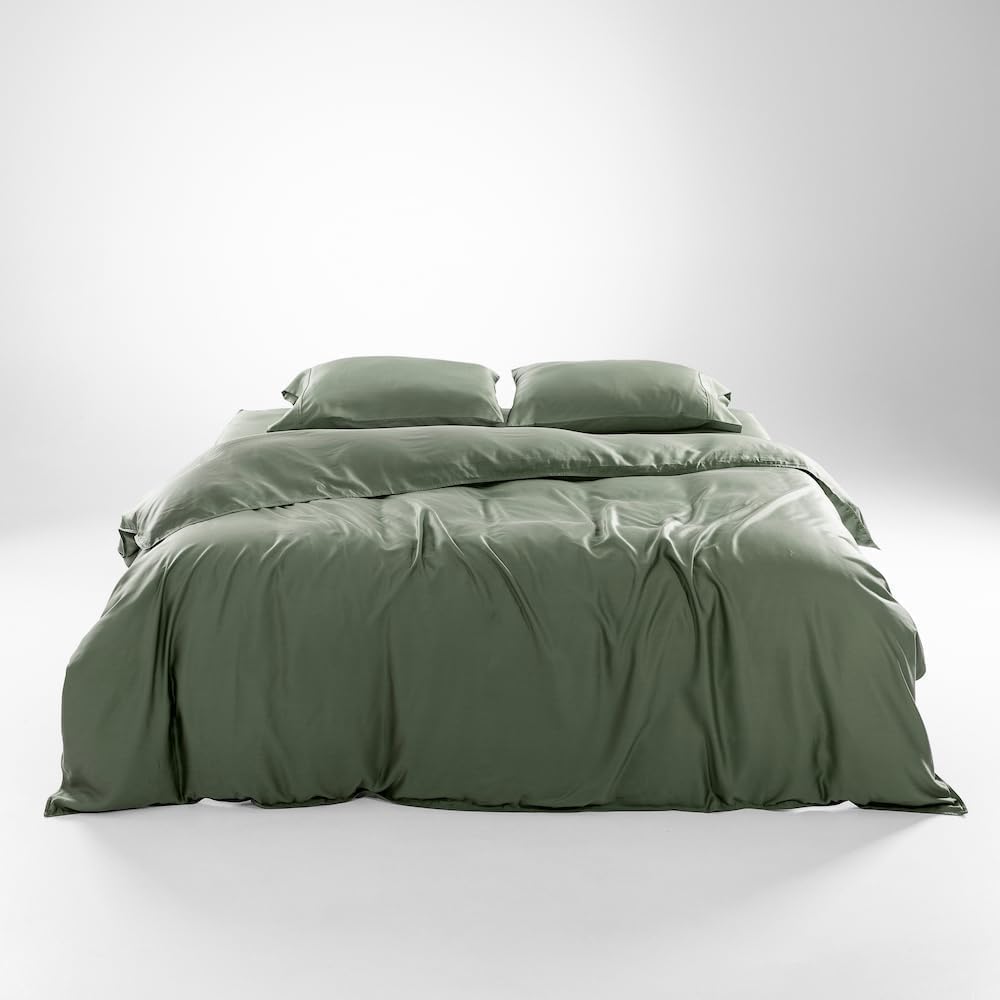 Olive + Crate Eucalyptus Duvet Cover in moss green