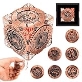 Froggod Roulette Dice Spinner 7-in-1 Metal DND Dice Set with 3D Relief – Mechanical DND Spinner for Dungeons and Dragons Gifts, DM & Players(Ancient Gold)