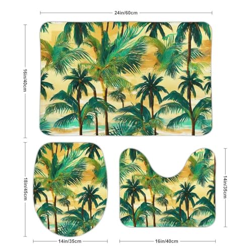 Alfombrillas de baño Hawaii de diseño elegante con tres piezas textiles confortables 4