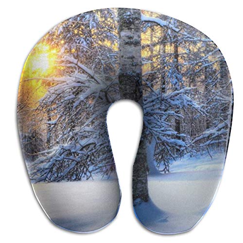 Preisvergleich Produktbild U-förmiger Kissenhals Sunt Snowy Trees Travel Multifunktionales Kissenautoflugzeug
