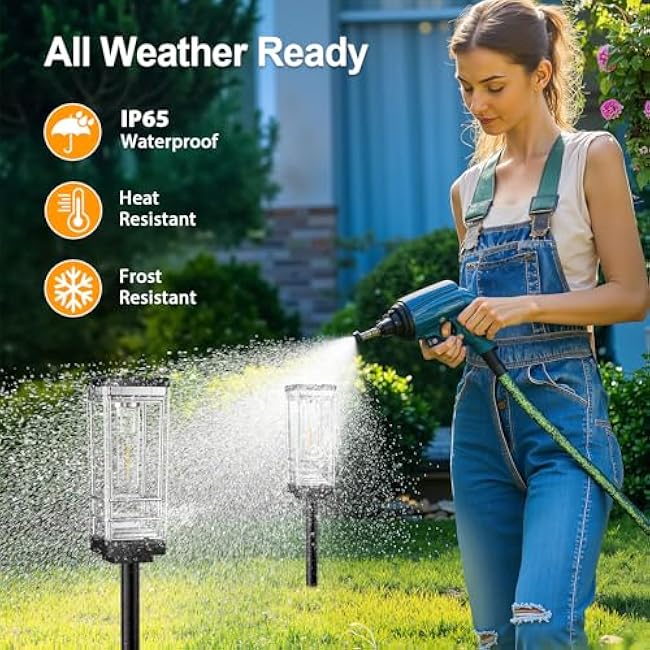 6 Pack Solar Lights Outdoor, Up to 15 Hrs Brighter Solar Pathway Lights, Luxury Taller Solar Outdoor Light Waterproof for Path Garden Yard Landscape Walkway Driveway, Warm White