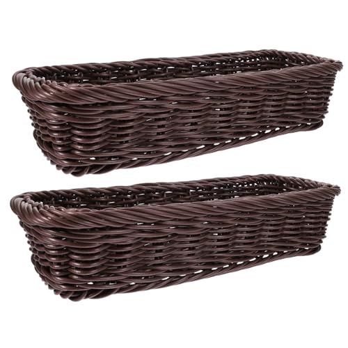 DINHEAROM 2Piezas Cesta Organizadora de Cubiertos Tejida de Almacenamiento Multifuncional Cocina y Escritorio Natural y Duradero