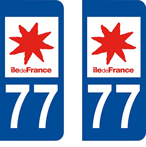 SAFIRMES 2 Stickers Autocollant Style Plaque Immatriculation département 77