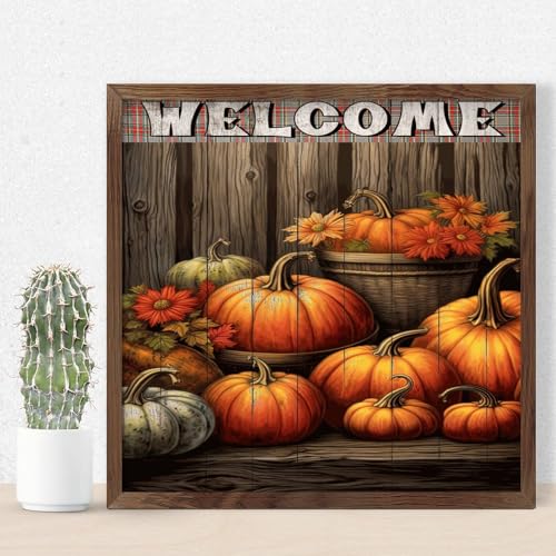 Panneau mural en bois Welcome œuvre d'art encadrée