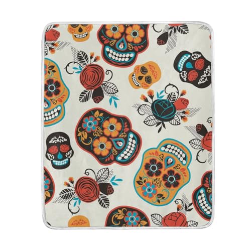 ブランケット ひざ掛け 毛布 膝掛け 柔らかい シングル おしゃれ メキシコ スカル どくろ 防寒 暖かい 春夏秋冬用 防災用品 肌に優しい オフィス 軽量 人気 127x152cm
