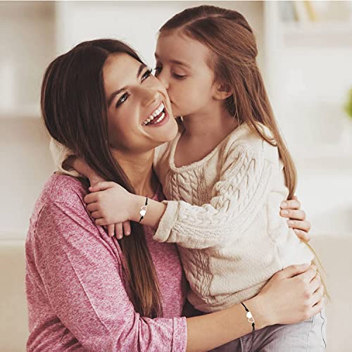 Image of Desimtion Mom and Daughter Bracelets for 2, 3, 4, 5, 6, Mother Daughter Matching Heart Bracelets - Birthday Gifts for Mom from Daughter