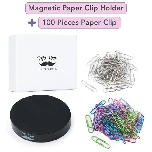 Mr. Pen- Magnetic Desk Toy With Colored and Silver Paper Clips (100 Pieces), Desk Toys, Desk Decor, Desk Accessories, Paperweight, Cute Office