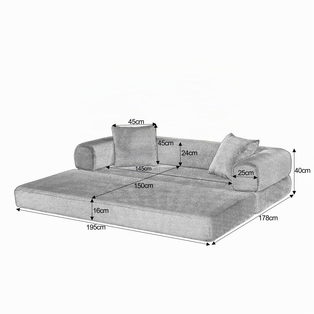 Sapgaks Sofá Plegable, sofá Convertible, Conjunto de sofá y Silla Seccional sin Marco, sofá Cama que se Puede Convertir en Cama, sofá con Suelo de Tatami, Adecuado para la Sala de Estar. Dormitorio