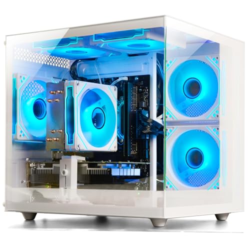 Image of Gaming PC Ryzen 7 4700LE, RX580 8GB, 16GB DDR4 3200MHz RAM, 512GB SSD, Prebuilt Desktop Computer for Gaming & Productivity (White)