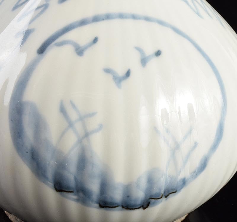 朝鮮美術 李朝 高麗白磁 染付 花文 一輪挿し 花瓶 D R4931