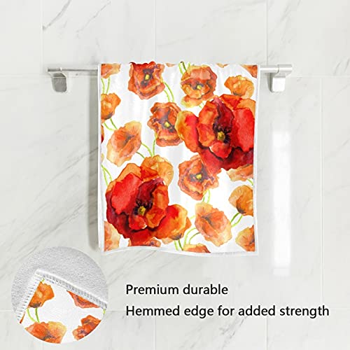 Tamniee Red Poppy Flower Hand Towels Summer Colorful Floral Decor Kitchen Dish Towel Quality Premium Bathroom Washcloth 30 X 15 Inches For Beach Guest Hotel Spa Gym Sport Yoga Home #TOP1