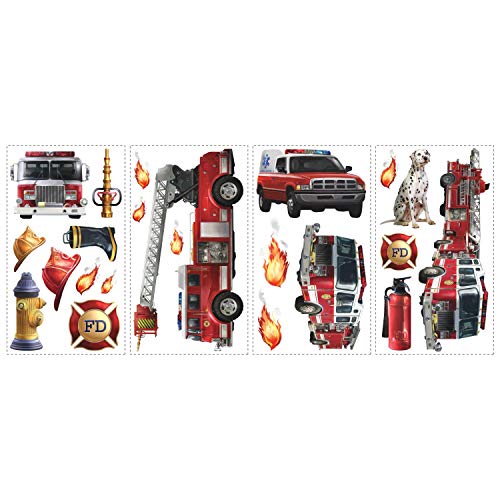 Roommates Rmk1125Scs Fire Brigade Peel And Stick Wall Decals , Red #TOP5
