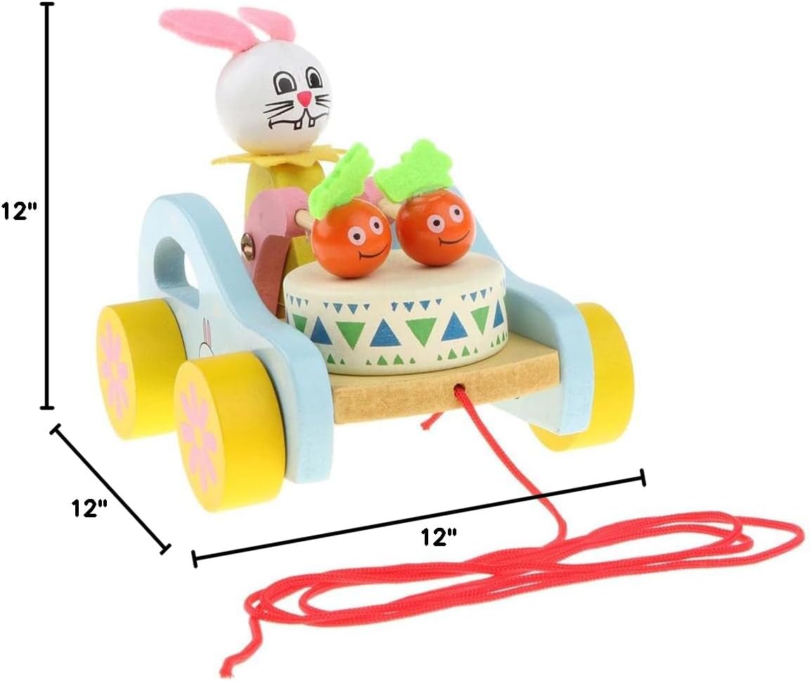 Cute Rabbit Wooden Pull Along Walking Toy Development Toys for Baby Toddler