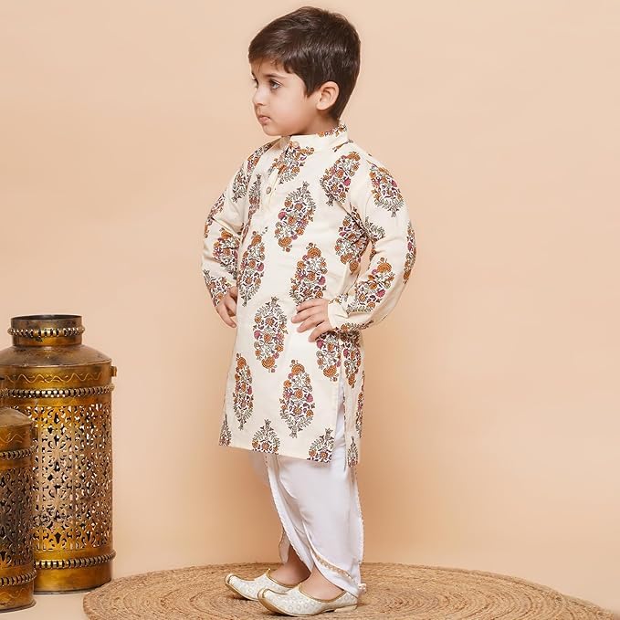 Image of AJ DEZINES Kids Ethnic Wear Pure Cotton Dhoti Kurta Set For Boys