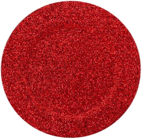 FUXINGYP Glitter Plastic Charger Plates Set of 6 Round 13 Inch Serving Plates for Dinner Wedding Party Decoration (Red)