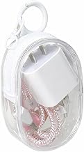 Transparent Cable Organizer Case with Carabiner Clip, Zipper Storage Pouch for Mobile Charger, USB Cable, Earphones and Electronic Accessories