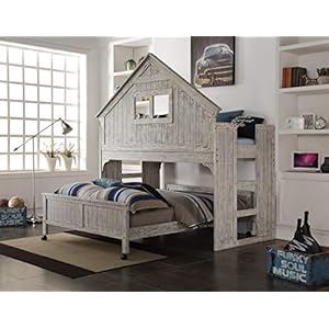 Donco Kids Club House Country Tall Twin Over Full Loft Bed with Caster in Brushed Driftwood Finish