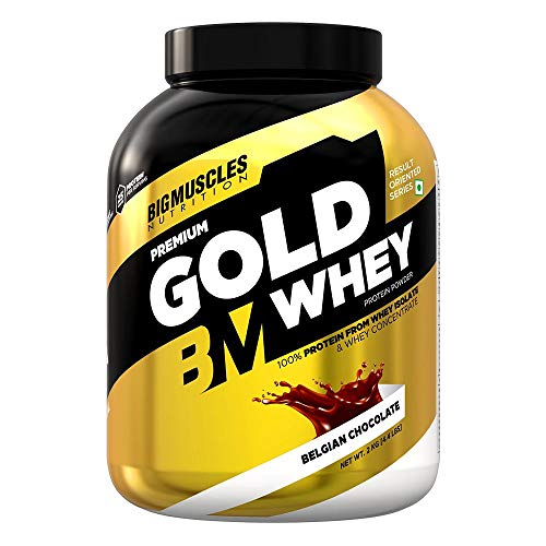Image of Bigmuscles Nutrition Premium Gold Whey 2kg [Belgian Chocolate] with Free T-Shirt and Bigmuscles Nutrition Premium Gold Whey 1Kg [Vanilla Creme]