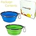 Comsun 2-Pack Extra Large Size Collapsible Dog Bowl, Foldable Expandable Cup Dish for Pet Cat Food Water Feeding Portable Travel Bowl Blue and Green