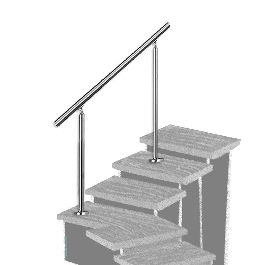 LWJSOCP Stair handrail Round tube stair handrail, indoor and outdoor 304 stainless steel handrail 2 columns as stairs balcony retaining wall