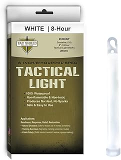 Tac Shield Tactical 8 Hour Light Stick (10-Pack), White, 6- (03085W)