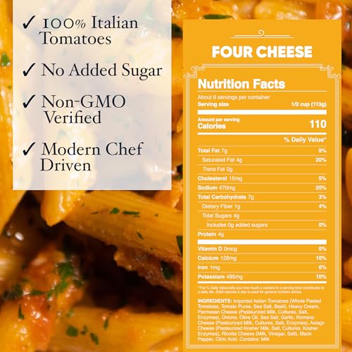Image of Carbone Four Cheese Pasta Sauce, Italian Tomato Sauce, 2 Pack (24oz) | Four Cheese Tomato Sauce with Parmesan, Romano, Asiago & Ricotta, 100% Italian Tomatoes, No Added Sugar, Non-GMO Verified