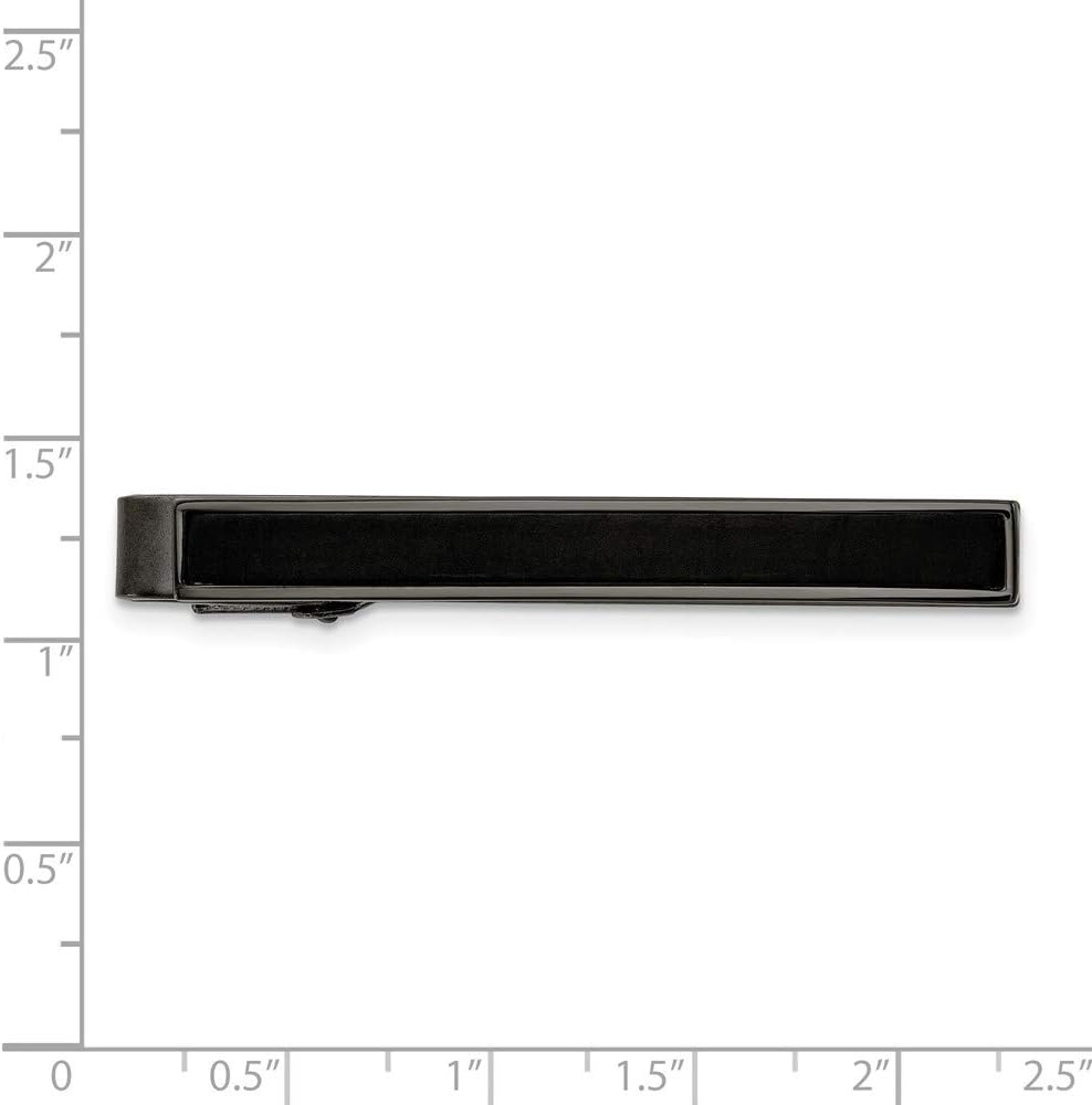 The Black Bow Gun Metal Plated Stainless Steel & Carbon Fiber Tie Bar Clip, 6 x 55mm