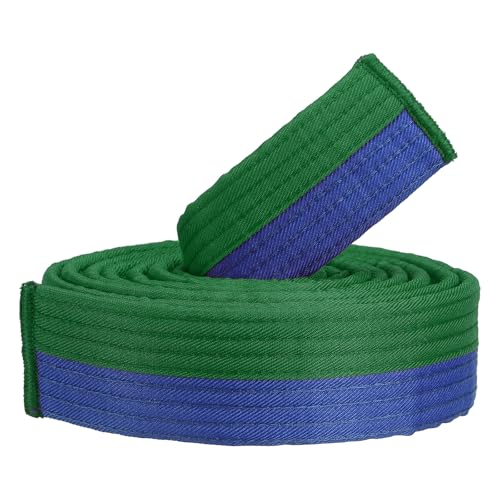 PATIKIL Cinturón de Rango de Taekwondo de Colores 1.6' x8.5ft 2.6m Cinturón de Poliéster para Artes Marciales Judo Karate para Enseñanza y Práctica de Entrenadores Verde-Azul