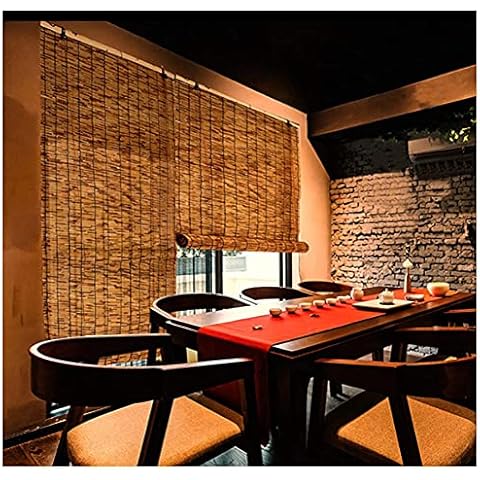 MAOYUAN Natural Reed Curtain Roller Blind,Roman Blinds Louver Window Bamboo Roller Blinds,Waterproof,Breathable,Dustproof,Moisture-Proof, Various Sizes 80x90cm,100x200cm,120x180cm Cover
