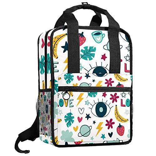 Sac à dos pour garçons blanc à motif nuage avec bretelles réglables en taille unique